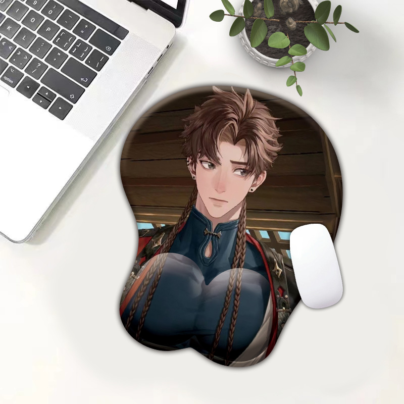 孫策周邊鼠標墊來圖超大3d胸肌硅膠護腕鼠標墊桌面動漫一件代發