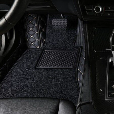 X4, X5, X2 cars, Ayaqaltılar (Kovriklər) - drivers-side-double-layer-black-with-gold-thread-black-silk-loop