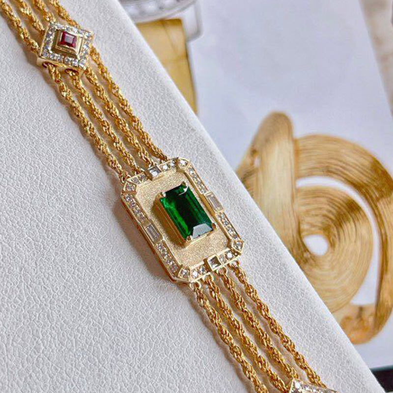 British Style Rectangle Copper Gold Plated Zircon Bracelets 1 Piece