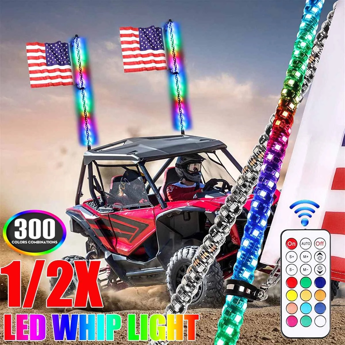 LED flagpole light, LED off-road beach flagpole light, fantasy colored flag pole light, remote control of horse flag light, curved elasticity