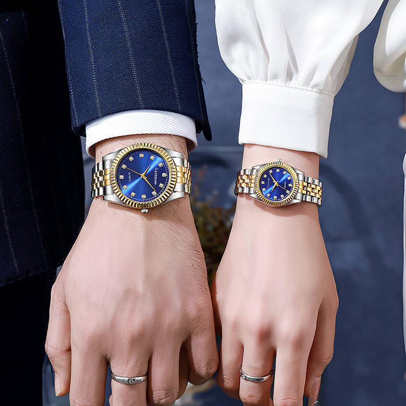 2025 transfronterizo explosión hombre reloj conjunto de reloj de cuarzo de negocios moda versátil reloj de pareja fábrica al por mayor