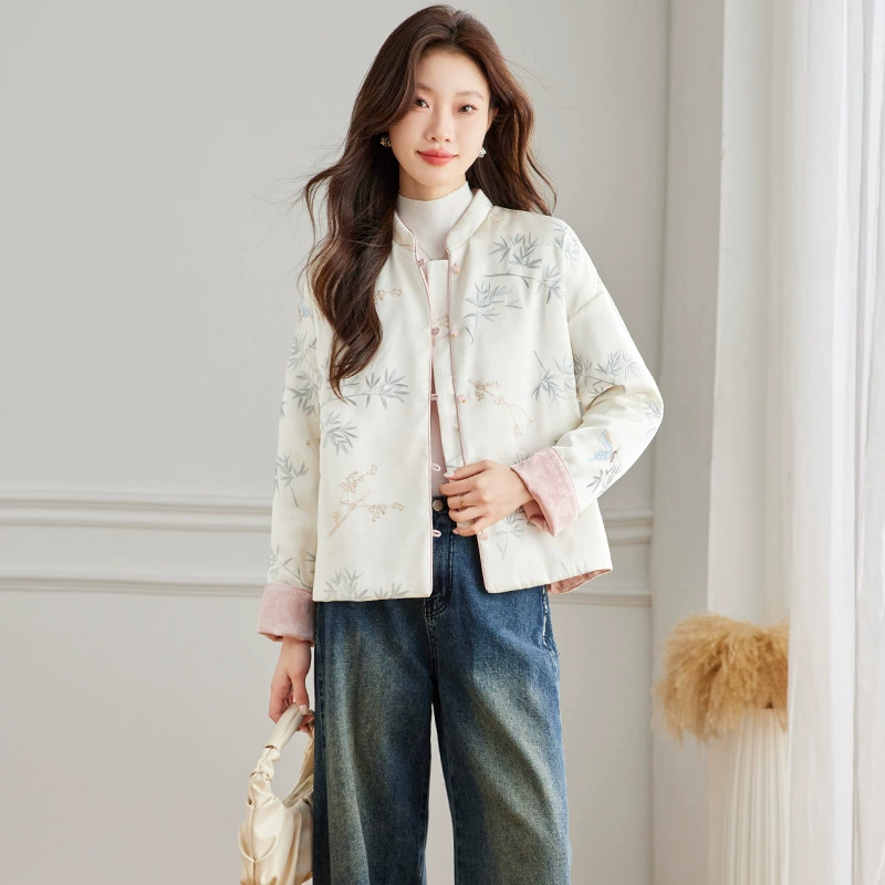 Double-sided winter quilted jacket, Chinese style, high-end, with embroidery