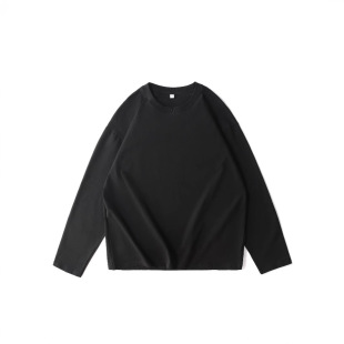 20 combed double yarn cotton 230g cotton round neck long sleeve T-shirt blank shirt solid color base shirt logo printing