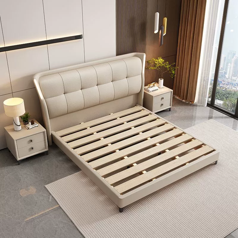 Современная минималистичная кожаная кровать для главной спальни 1.8m двуспальная кровать в стиле минималистский легкий роскошный кожаный кровать 1.5m мягкая сумка свадебная кровать