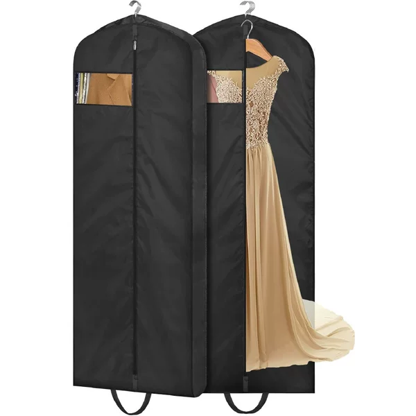 Black Non-Woven Fabric Three-Dimensional Garment Dust Cover, Foldable Coat Dust Bag, Travel Clothing Storage Bag