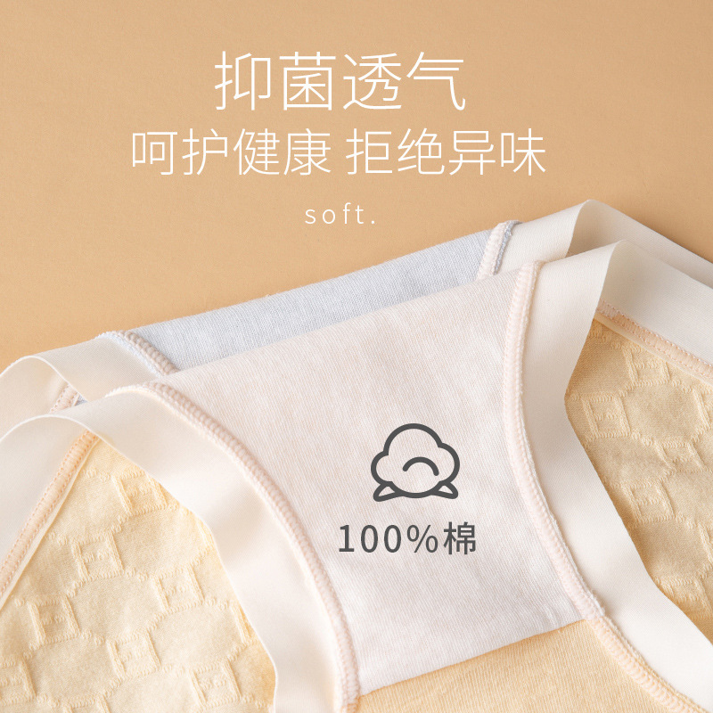 Verano de las mujeres de algodón fino transpirable antibacteriano entrepierna sin costuras media cintura simple Plaid triángulos cortos en stock