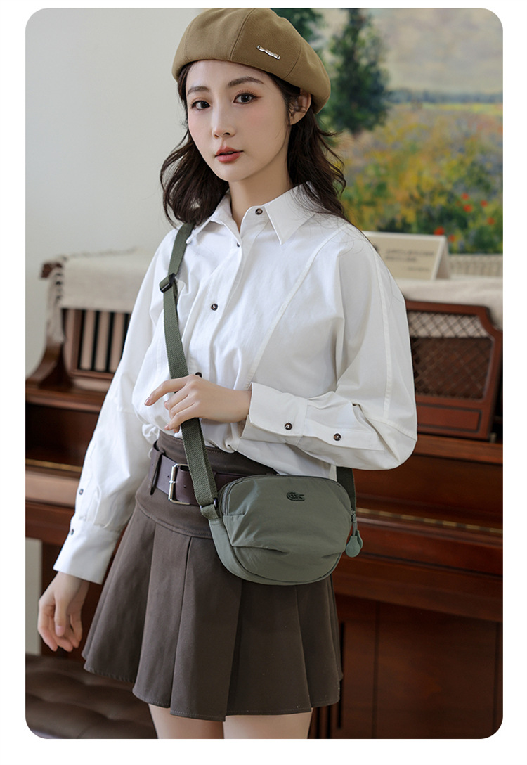Foreign Trade Casual Solid Color Mini Crossbody Bag Women's New Style Outdoor Travel Small Shoulder Bag Phone Pouch Ultralight Waterproof Fabric Bag