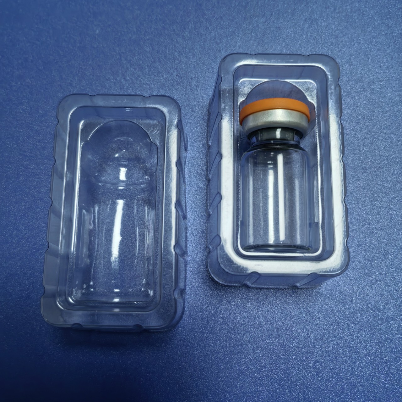 厂家生产7毫升1支粉针剂塑料内托pet吸塑托盘5ml西林瓶托盘吸塑盒