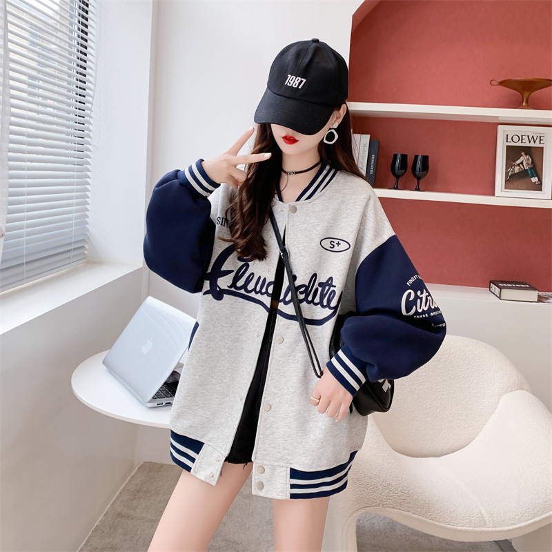 Giacca da baseball donna stile coreano primavera autunno contrasto_voghion.com
