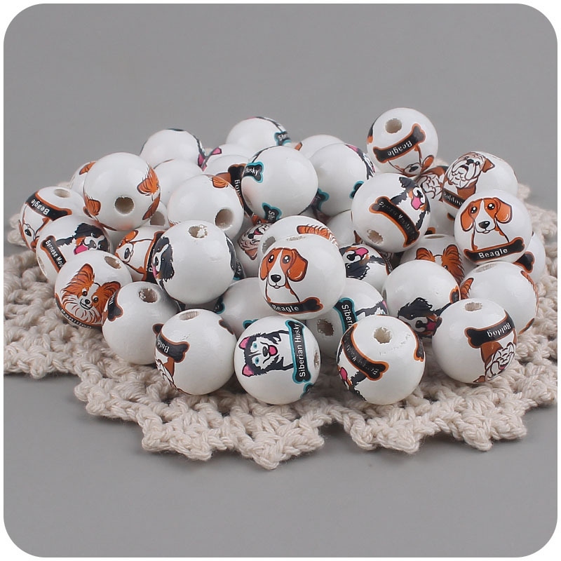 Suministros de bebé dibujos animados perro animal 16mm Hemu perlas DIY creativo pulsera cadena mordedor Accesorios