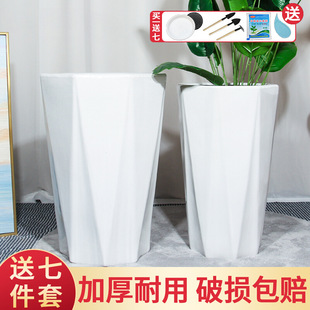 ✅ Ceramic Flower Pot with Large Diameter, Simple Extra-Large Balcony Home Floor-Standing Green Plant with Light Luxury Feel