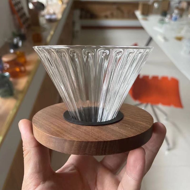 Factory spot High Borosilicate Glass coffee pot filter coffee funnel V60 straight grain filter cup coffee pot set