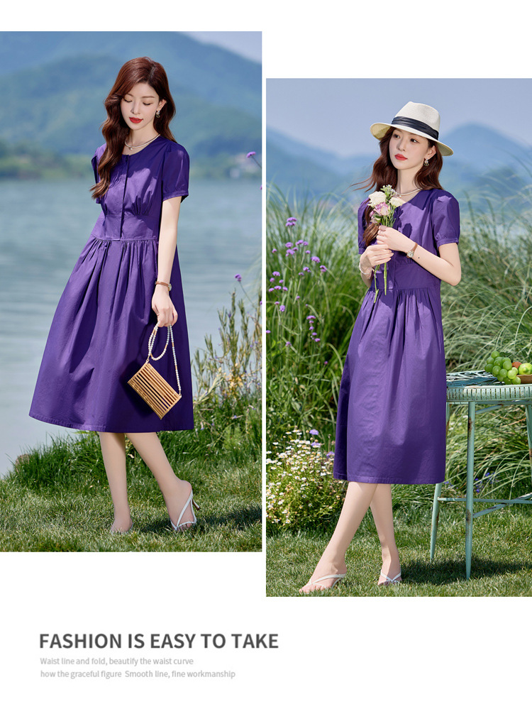 Đầm maxi nữ thắt eo dáng dài mùa hè 2025 cao cấp NI505 — Màu xanh navy, Màu tím chi tiết 25