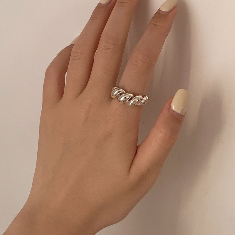 Anello aperto regolabile minimalista in argento massiccio 925_voghion.com