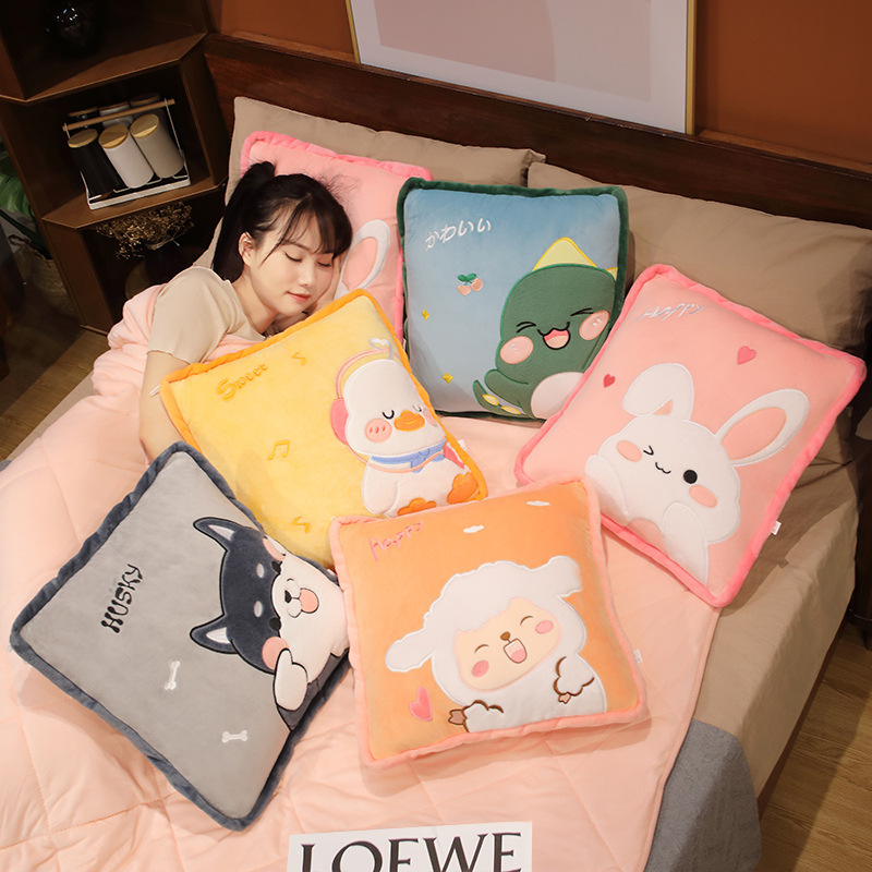 Edredón de almohada de seda de hielo manta de doble uso edredón de almohada dos en uno almohada de coche almohada de siesta de oficina