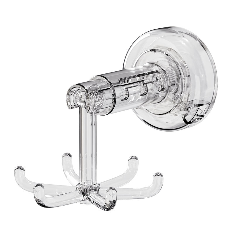 Transparente transfronteriza seis garras gancho de vaso vacío sin perforación de baño rack de almacenamiento colgante pared gancho giratorio multifuncional