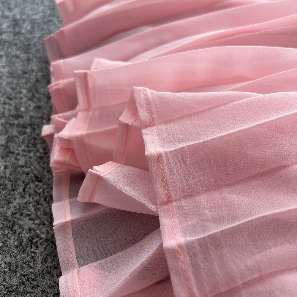 Inspired Pink A-Line Dress Short Sleeved High Waisted Fitted Long Skirt Luxurious Feel Women's Clothing_ecoleips.com
