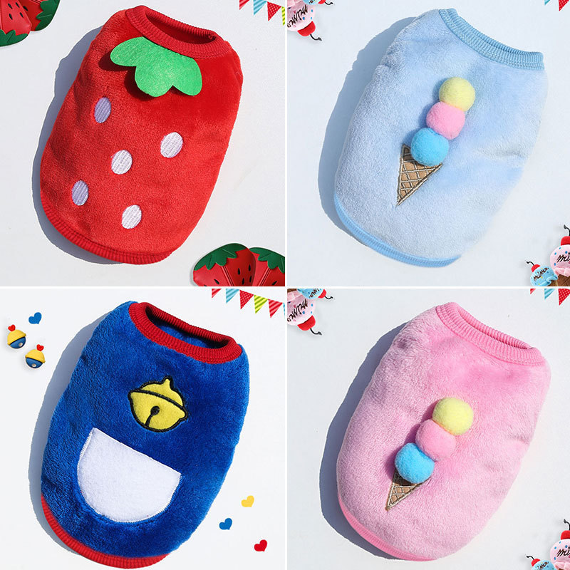 Cartoon Puppy Flannel Warm Cat Teacup Dog Small Milk Dog Cat Teddy Clothes Dog Vest Pet Supplies