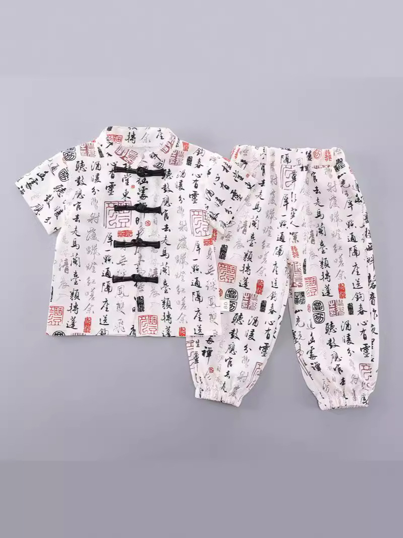 Niños nuevos trajes chinos de verano estilo chino para niños y niñas nuevos trajes chinos de verano para bebés delgados mangas cortas image 4