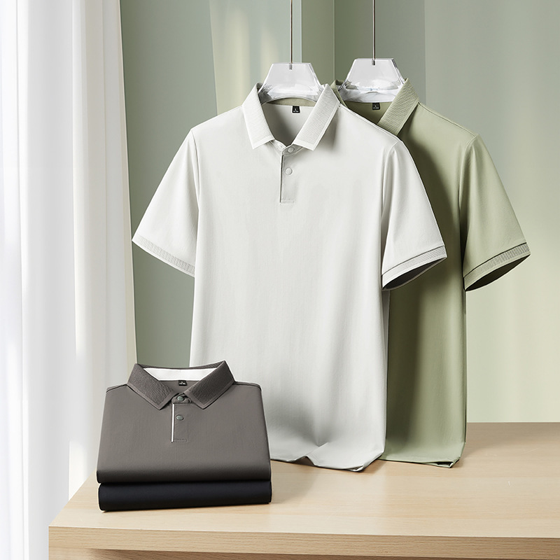 [Ice Muscle Quick-Drying] Dian Wrinkle Quick-Drying Technology 7A Antibacterial High-End Lapel Short-Sleeved Polo Shirt Overalls