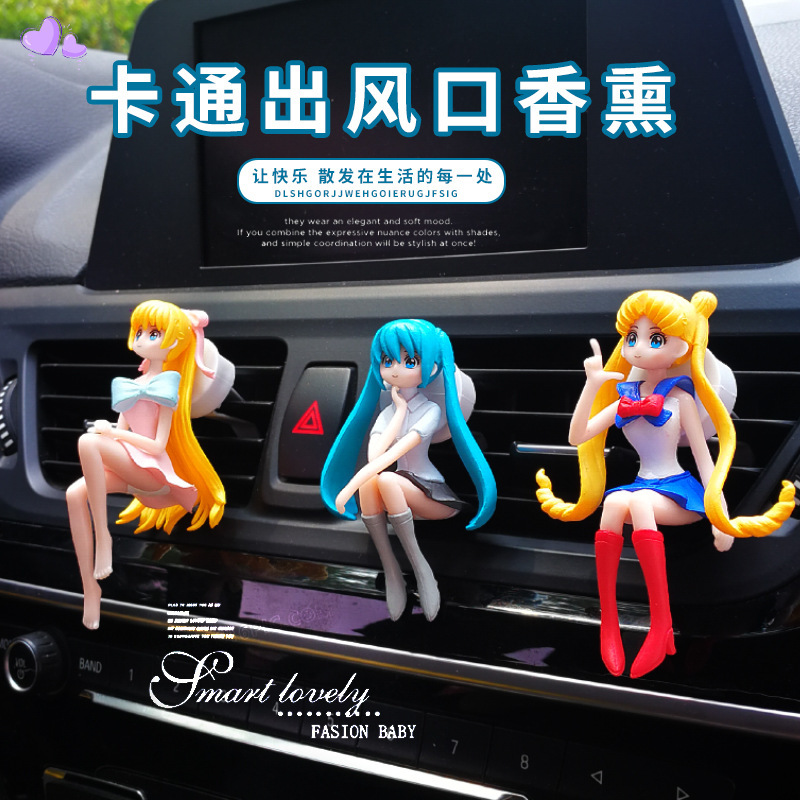 Perfume de coche, aromaterapia, interior de coche, hermosa niña, decoración de fragancia de coche, decoración de salida de aire, pelo de mujer