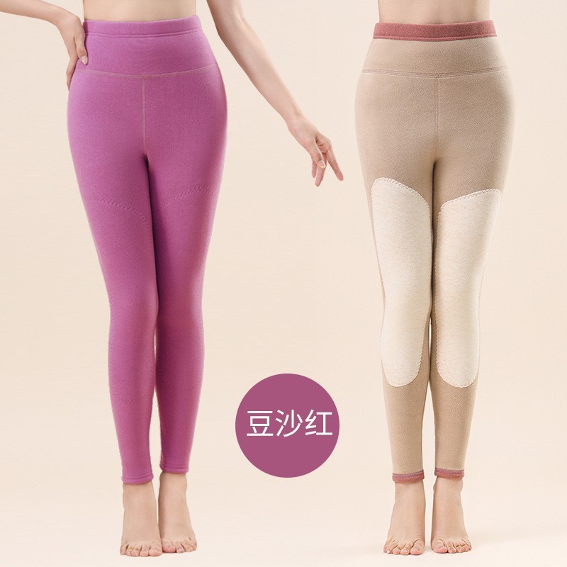 冬季女士加绒加厚羊羔绒秋裤内穿百搭打底羊绒贴片高腰保暖裤女|undefined