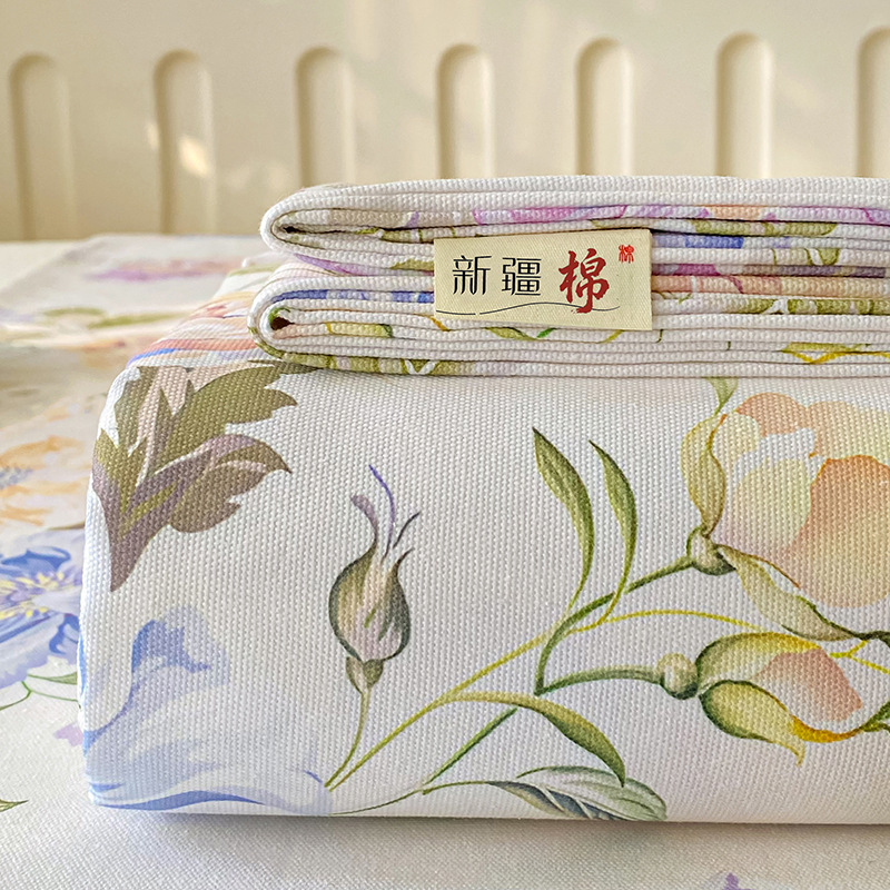 2026 New Spring and Summer Original Cotton Coarse Cloth Bed Sheet Foldable Soft Cooling Mat Three-Piece Set for Single and Double Dormitory Beds