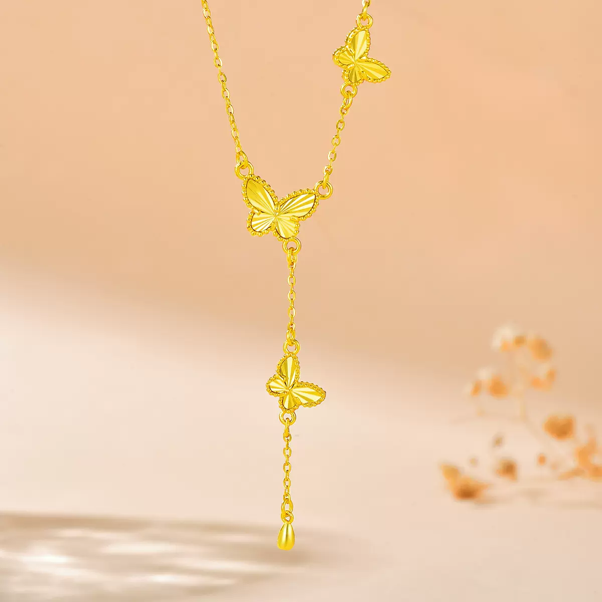 摩天轮足银蝴蝶流苏项链女小众轻奢设计高级感吊坠纯银锁骨链饰品