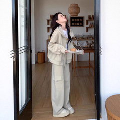 高级感休闲运动套装女春秋小个子工装风卫衣卫裤两件套早春一整套