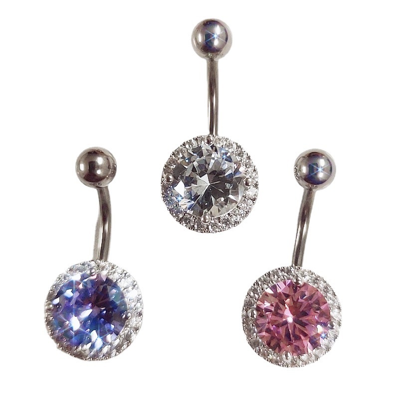 Anello per ombelico micro intarsiato in titanio puro G23 con zirconia per donna, molto venduto oltre confine_voghion.com