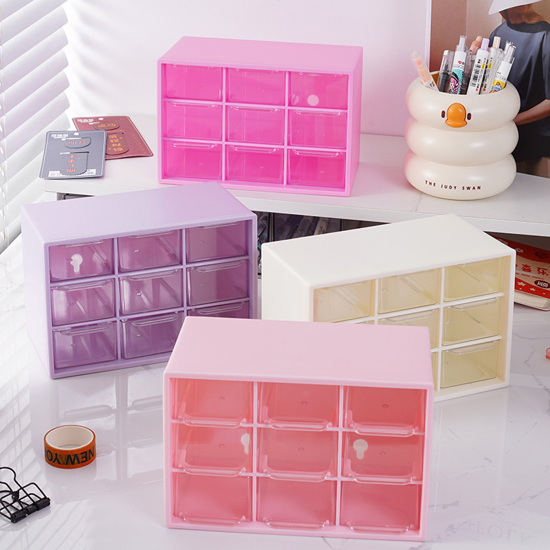 Yiwu beads nine-grid transparent beads jewelry bedroom hair accessories desktop storage DIY drawer storage box
