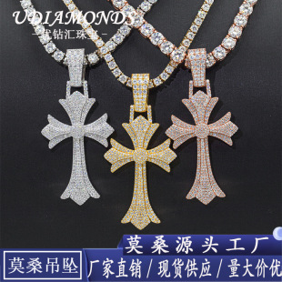 Europe and the United States cross-border hot selling new tide brand luxury cross pendant S925 silver set moissanite factory in stock direct supply
