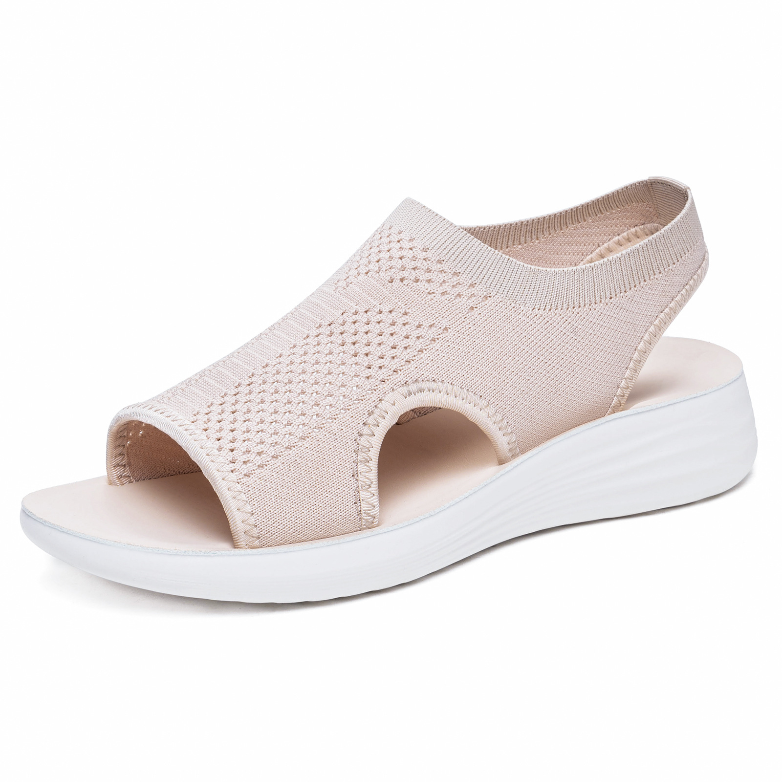 Zapatos de playa casuales de moda de verano, sandalias de tejido volador, zapatos romanos huecos, zapatos de mujer transfronterizos