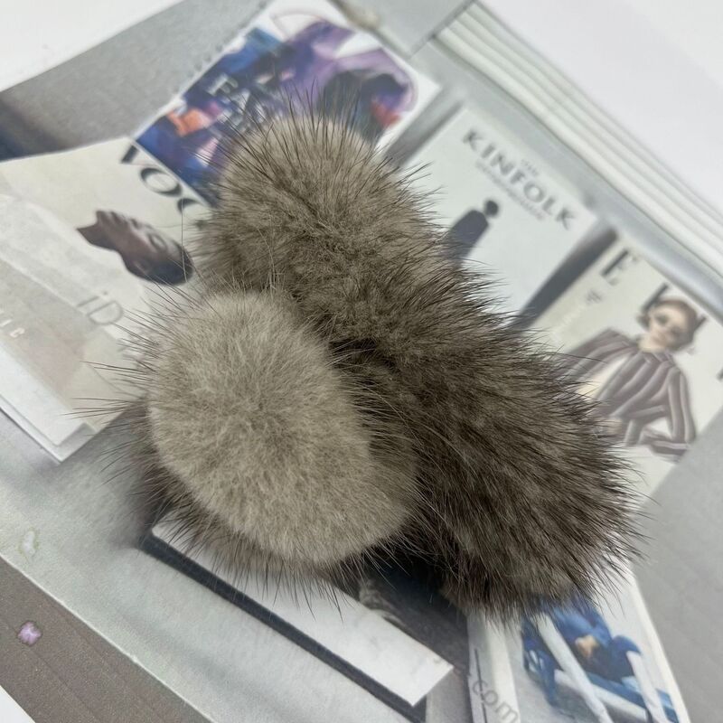 ミンクヘアグリッパー韓国のかわいいぬいぐるみヘアピン気質毛皮グリッパーバックヘッドクリップサメクリップ女性卸売|undefined