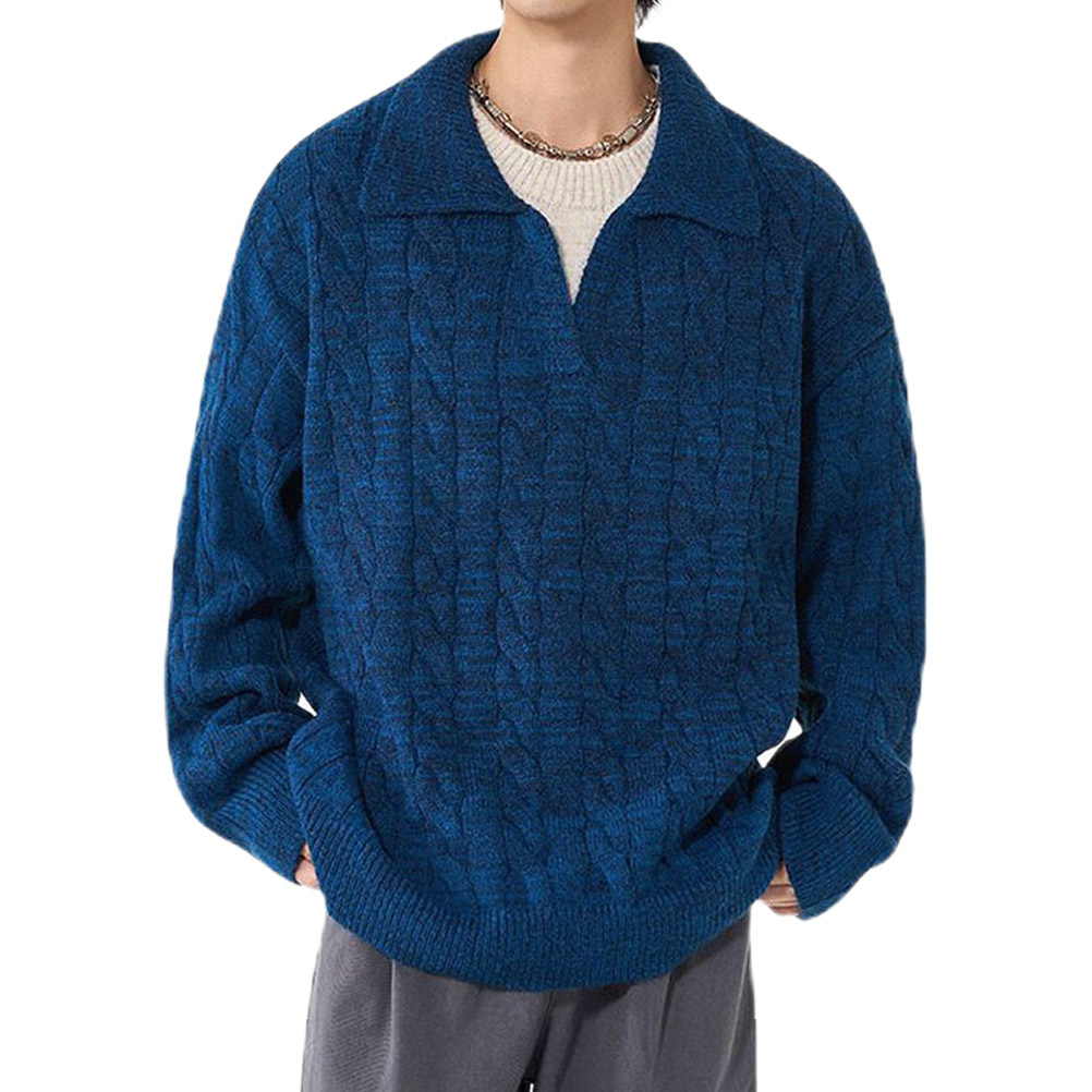 Explosiones transfronterizas de tamaño grande falso de dos piezas de polo camisa de punto de torsión suéter hombre viejo dinero fábrica de moda al por mayor