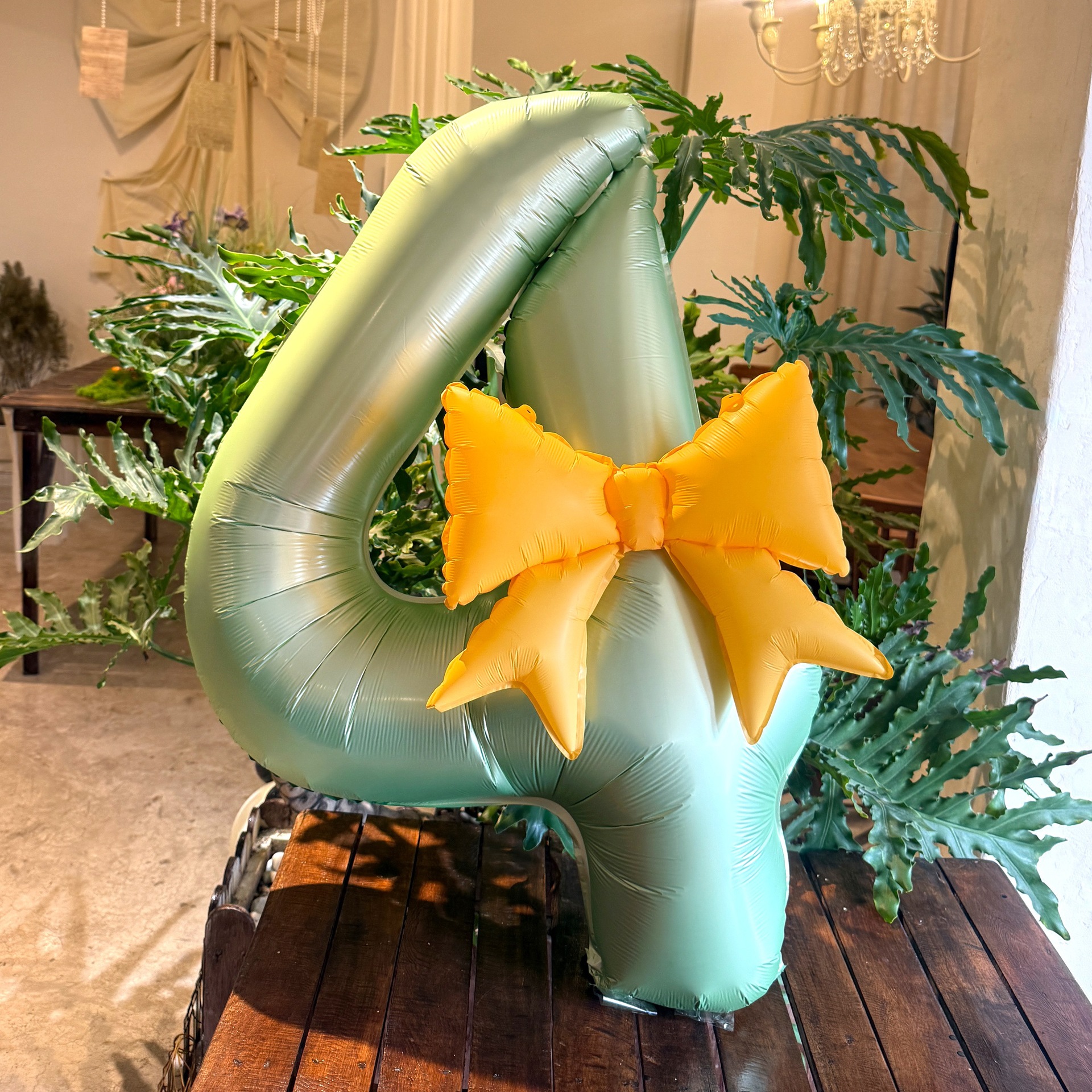 Summer Green Number Bow Large Number Balloon 40 Inch Aluminum Foil For Birthday Party Event Mall Decoration_voghion.com