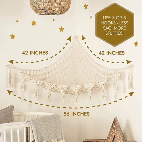 Triangle toy hammock cross-border handmade cotton rope children's room figurine storage toy wall hanging net bag