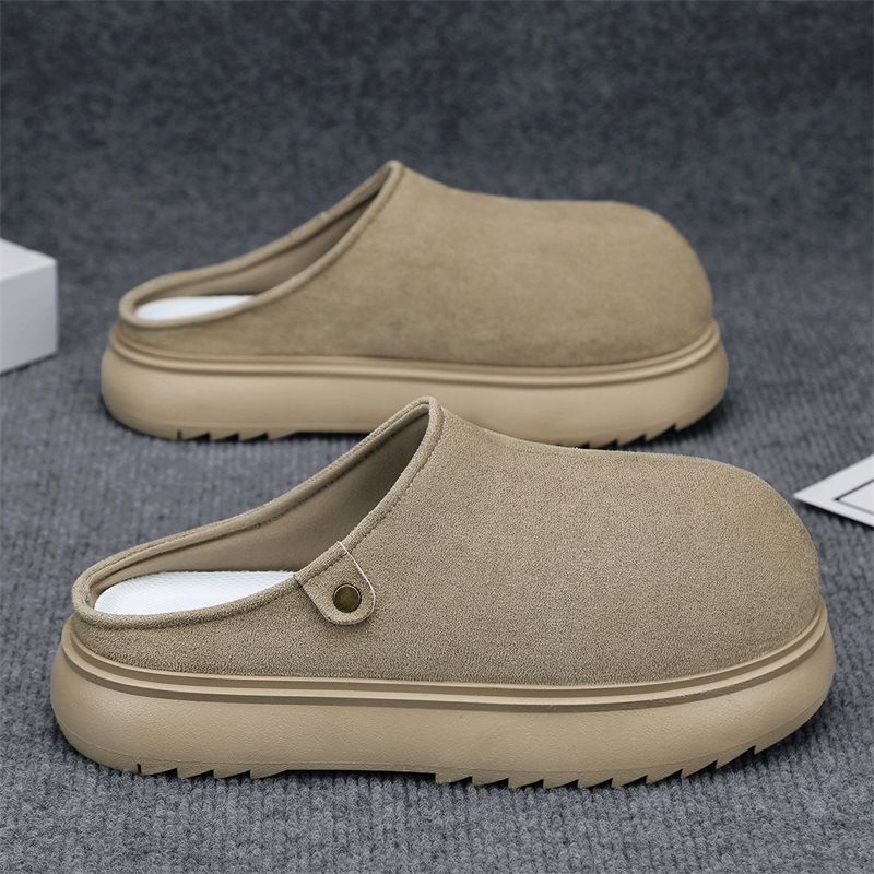 Retro explosión de zapatillas de bolsillo grueso para hombres 2025 nuevos zapatos de verano de un pie Boerken