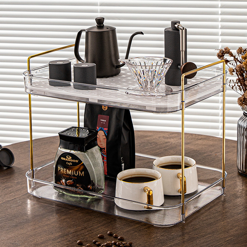 투명 컬러 [그물 부착] 2 중 컵 수납 랙