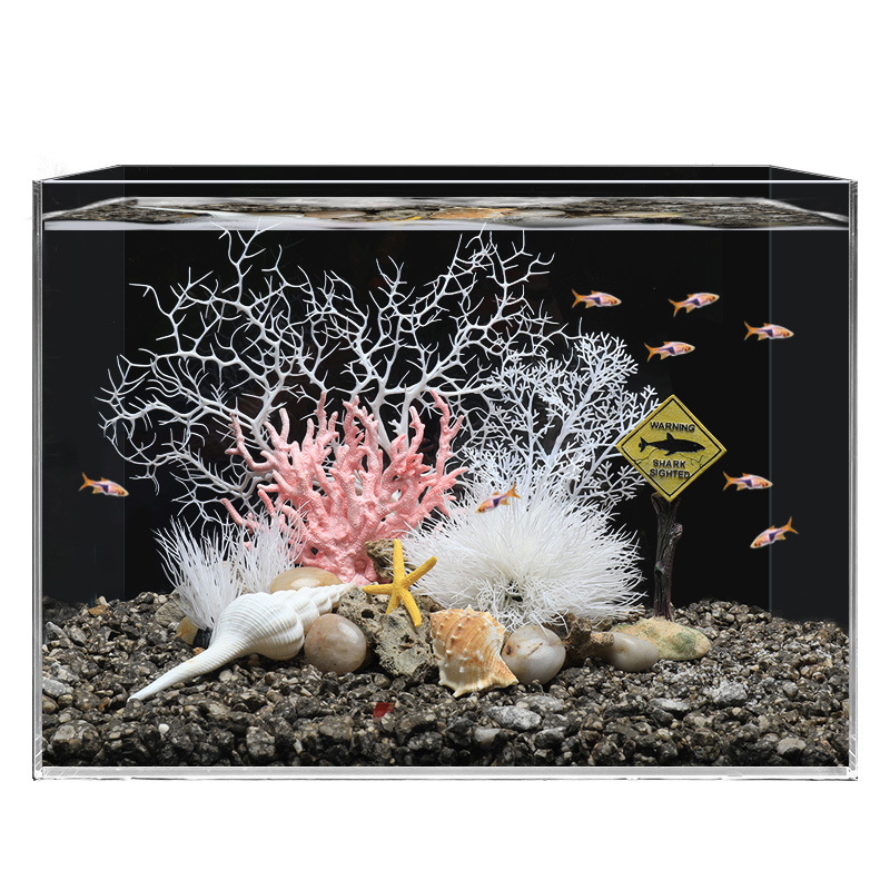 Juego completo de paisajismo de pecera, juego de decoración de rocalla de hierba acuática de simulación, juego de adorno de coral de arena de fondo de acuario