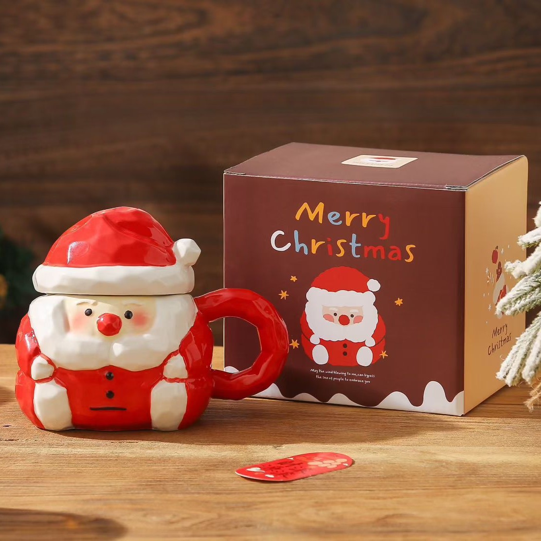 Nueva taza de Papá Noel de cerámica lindo regalo de Navidad creativo dibujos animados taza de agua de cerámica pintada a mano taza de Mark