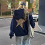 连帽星星套头印花运动衫