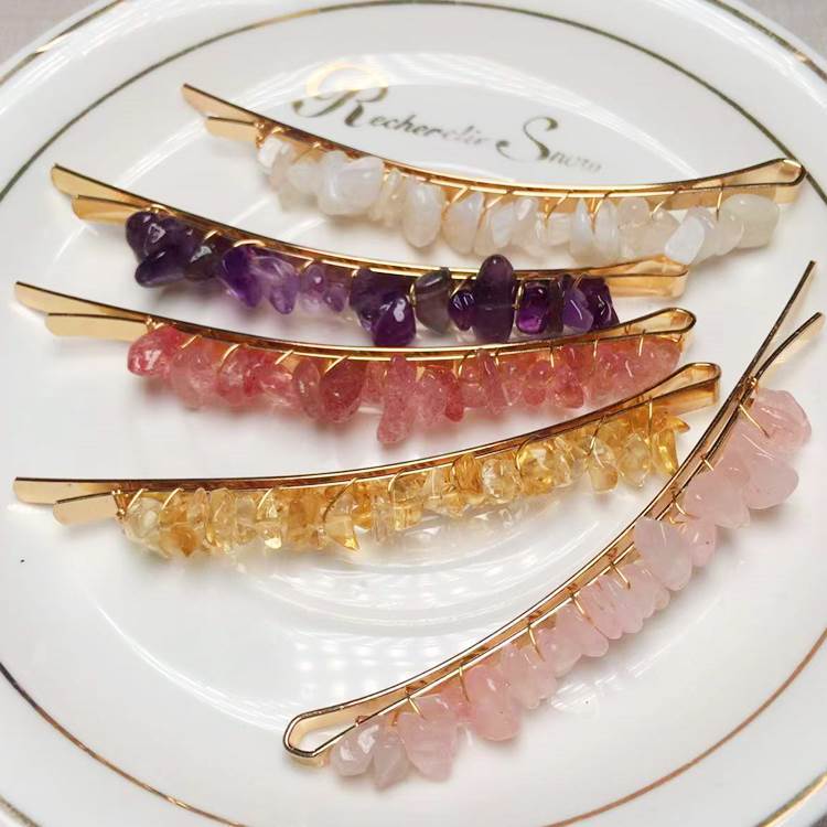 Cross-border live streaming hot sale all kinds of Crystal gravel small hairpin hairpin European and American Southeast Asia Garnet amethyst and so on