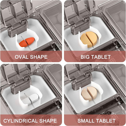 Medicine Pill Splitting Box Multifunctional Cutter Pill Storage Box Portable Pill Doser Sealed Medicine Cutting Grinder