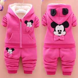 童装女1秋冬款2加绒加厚金丝绒两件套装3婴儿男童宝宝外套冬装4岁