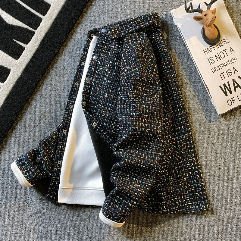 Color Sequin Small Chanel Style Shirt Jacket Men's High-end Fashioned Brand Yipi Shuai Fried Street Loose Casual Shirt for Spring and Autumn