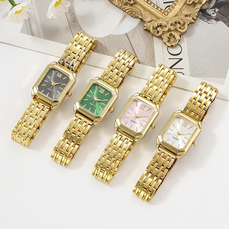 Cross-Border Spot Light Luxury Rectangular Watch for Women, Casual, High-End, Temperament, Casual and Fashionable Quartz Steel Band Women's Watch
