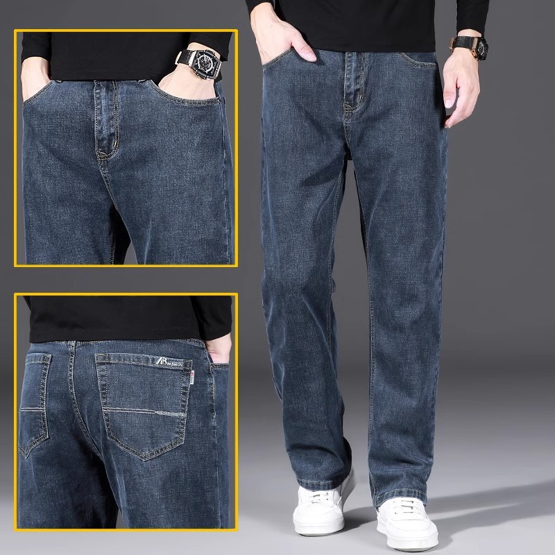 High-end jeans for men, loose straight-l...