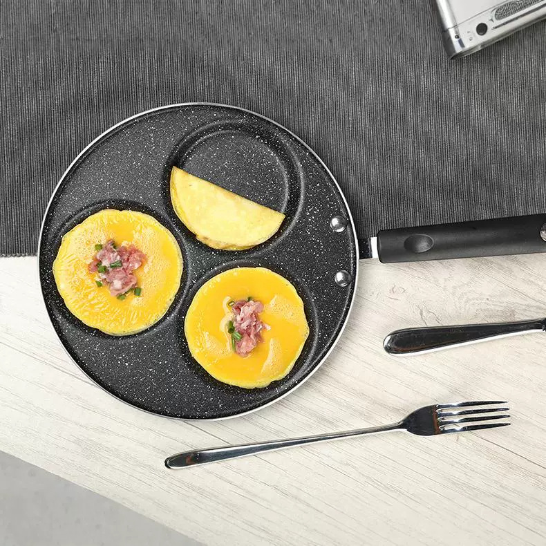 Suministro directo de fábrica de cuatro agujeros tortilla maifan piedra antiadherente pan huevo dumpling desayuno multifunción hogar mini tortilla