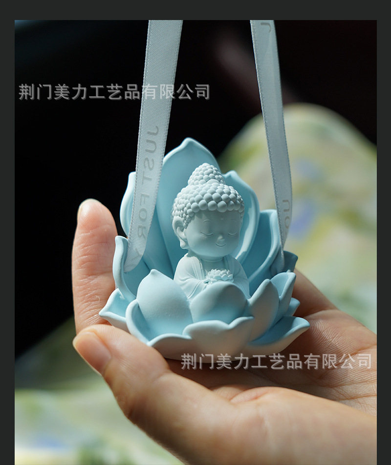 Little Buddha Lotus Car Air Conditioner Vent Clip Decoration, Dashboard Ornament, Aromatherapy Craft